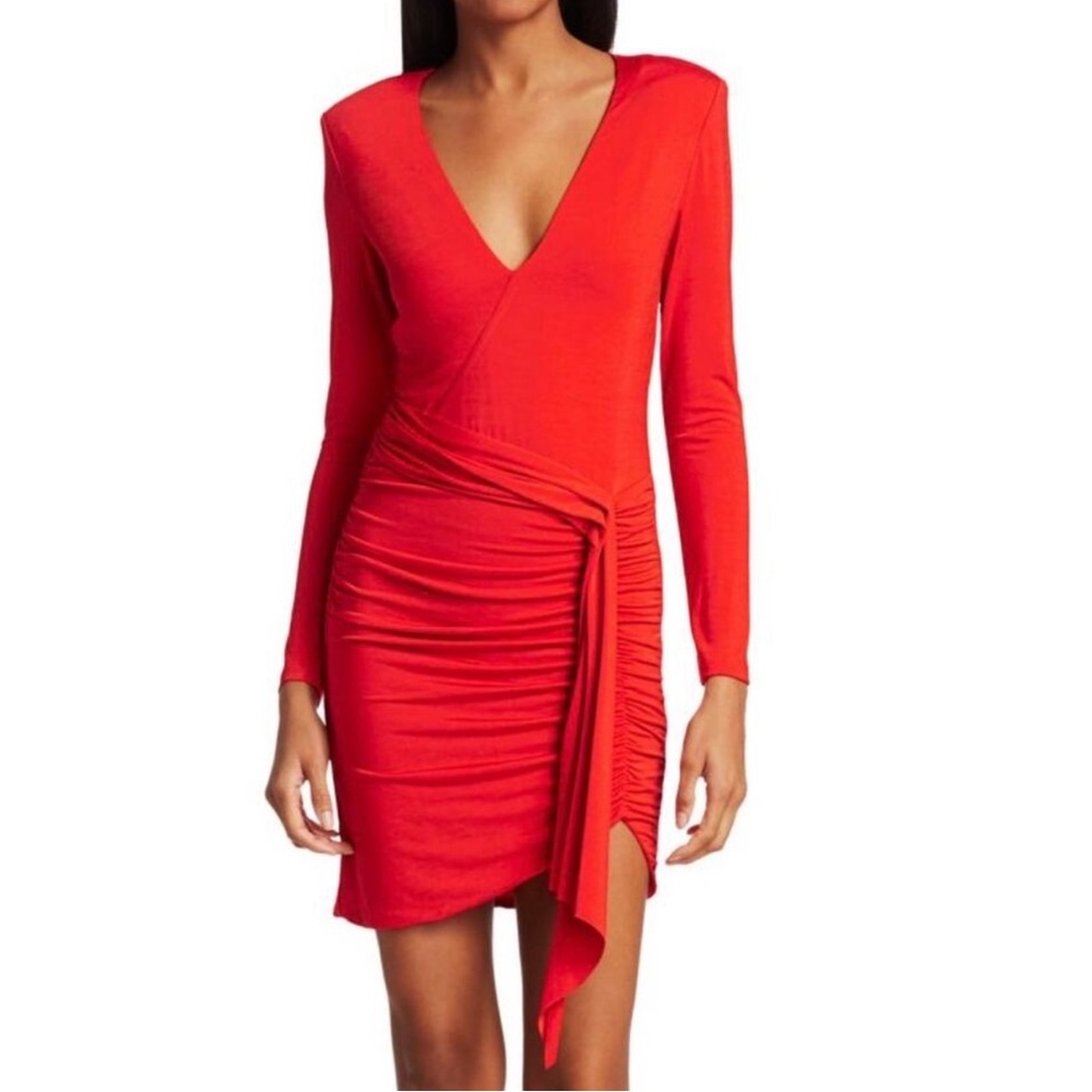 Alice + Olivia Vibrant Red Long Sleeve Dress